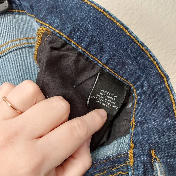 RSQ New York Slim Straight Dark Wash Distressed Denim Jeans Grunge Indie Preppy - Picture 6 of 8